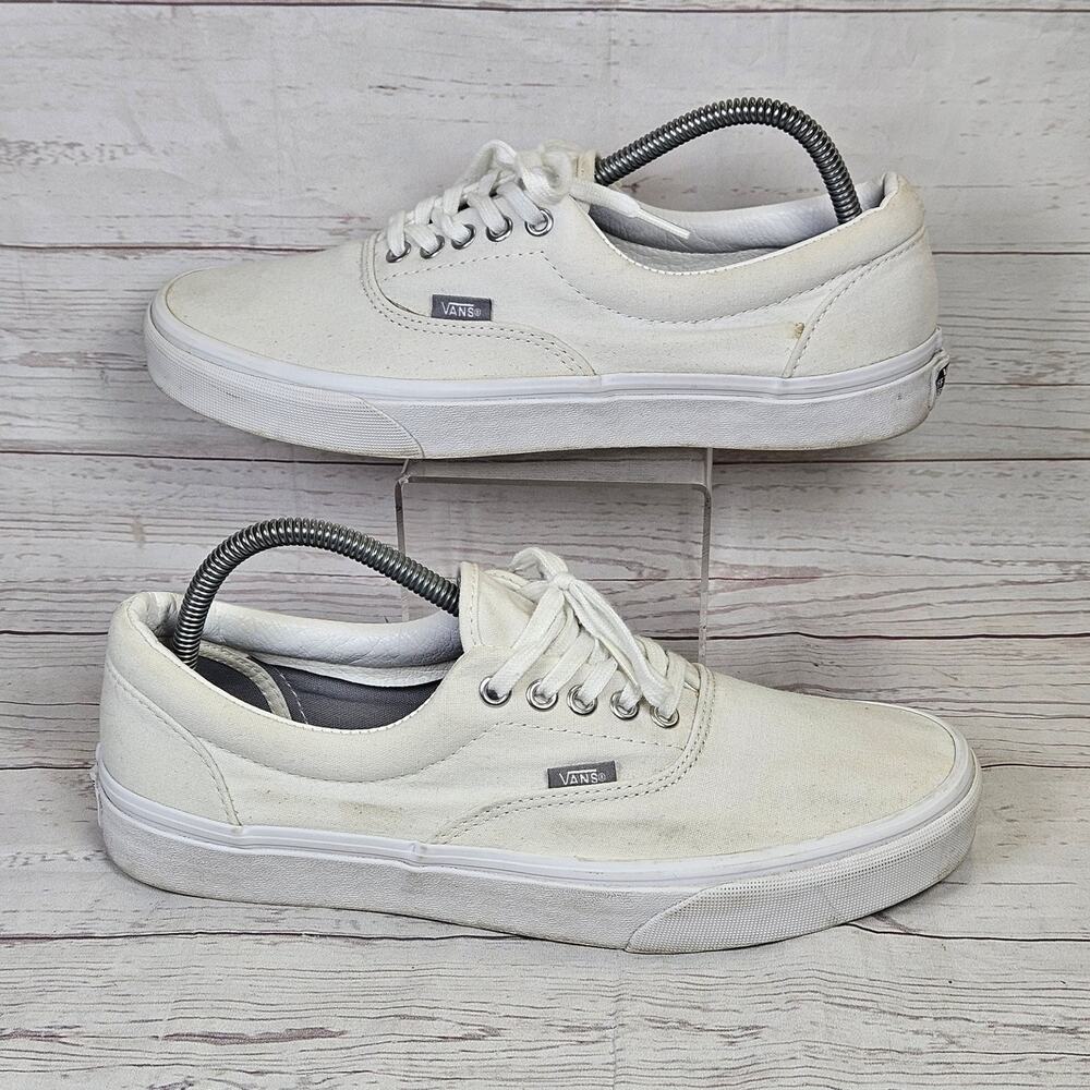 VANS Skate Shoes White US Mens 9.5 Womens 11Canvas Low Top Lace Up Sneakers